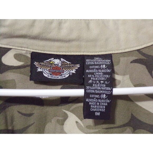 !! FINAL MKDWN Harley Davidson Cropped Jacket Women's Khaki Embroidered Logo - Picture 5 of 5